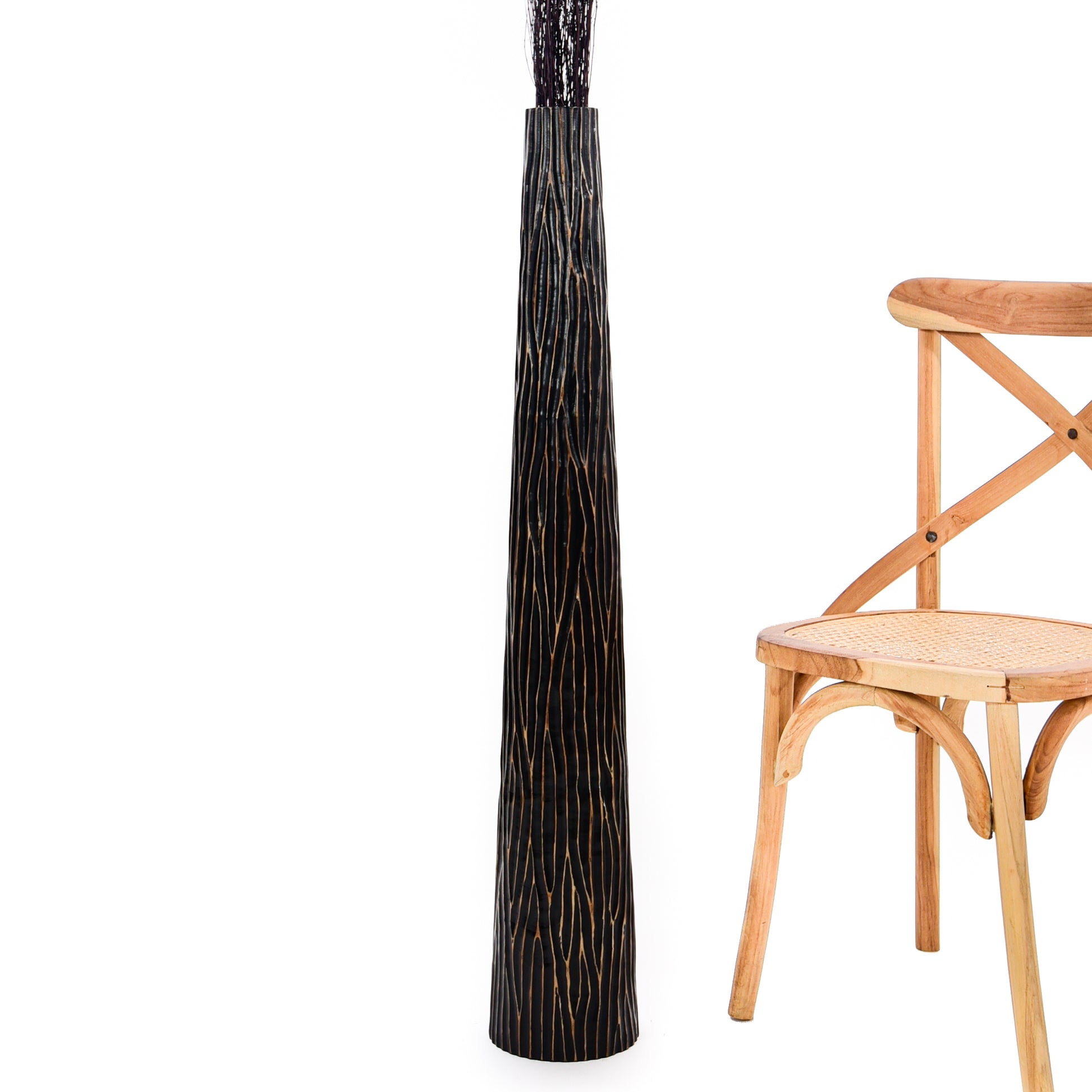 Large Mango Wood Floor Vase – Handcrafted Decorative Highlight from Thailand, 105 cm