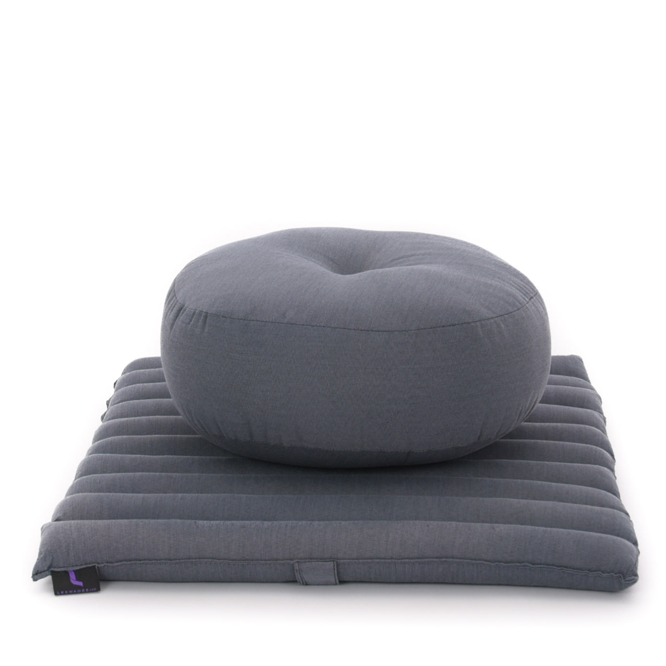 Compact Meditation Cushion Set Made of Kapok – Small Zabuton & Zafu with Cotton Cover, Cl13 - Grey