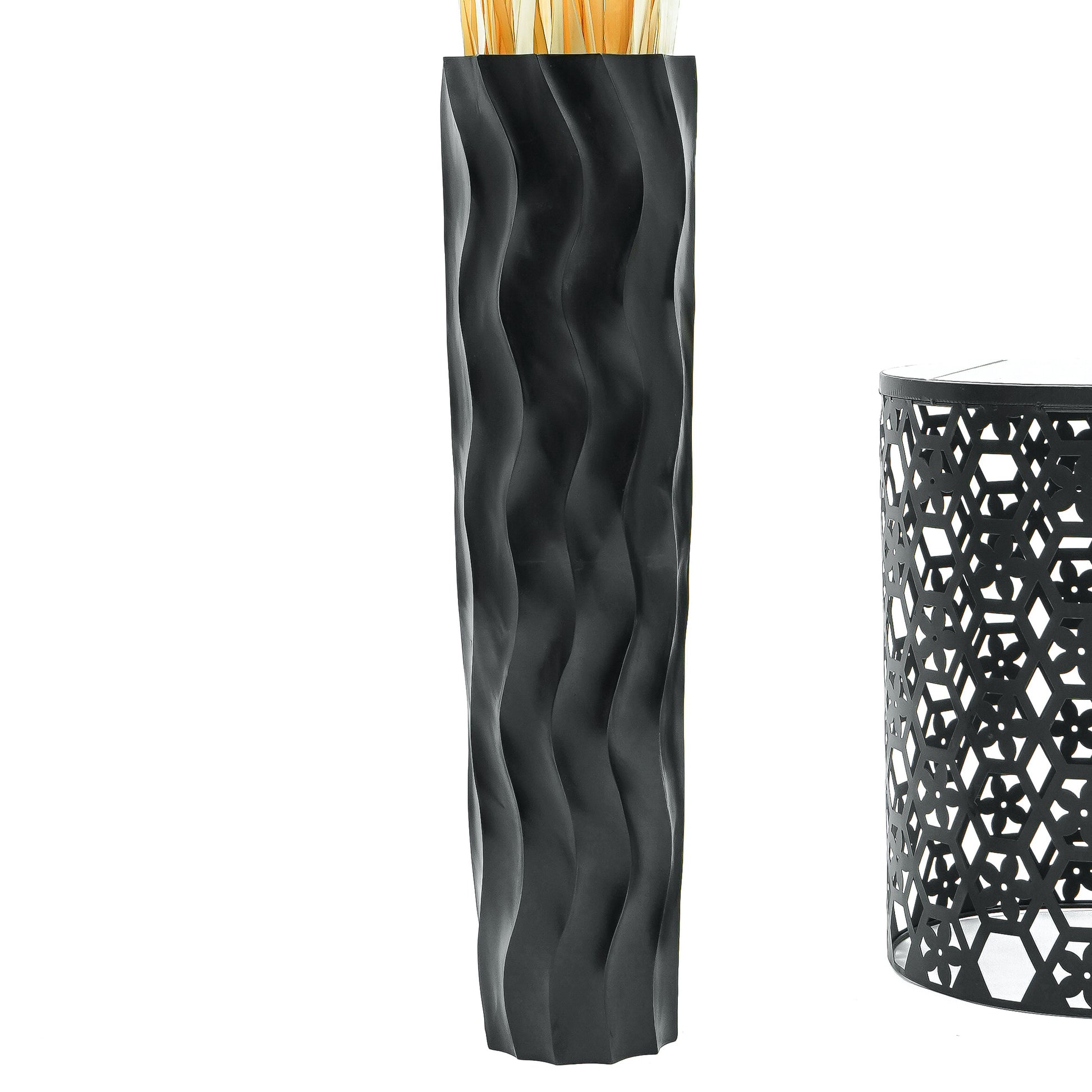 Large Mango Wood Floor Vase – Handcrafted Decorative Highlight from Thailand, 65 cm