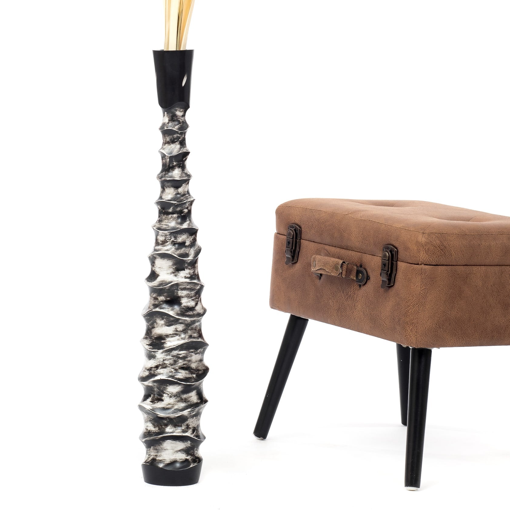 Large Mango Wood Floor Vase – Handcrafted Decorative Highlight from Thailand, 65 cm