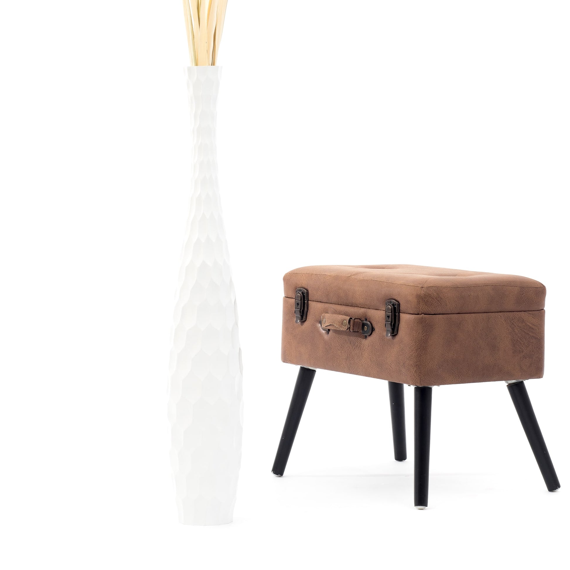 Large Mango Wood Floor Vase – Handcrafted Decorative Highlight from Thailand, 85 cm