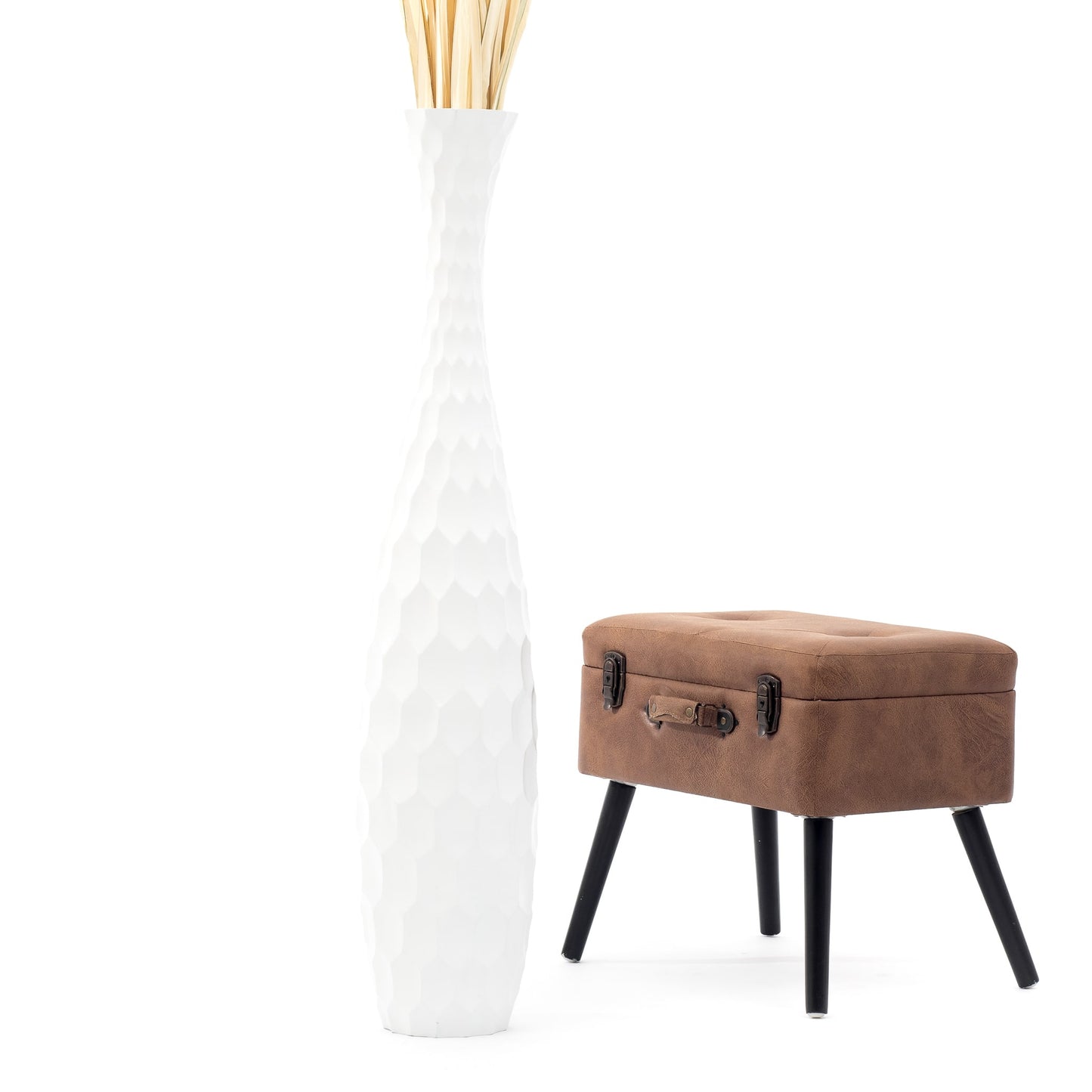 Large Mango Wood Floor Vase – Handcrafted Decorative Highlight from Thailand, 105 cm