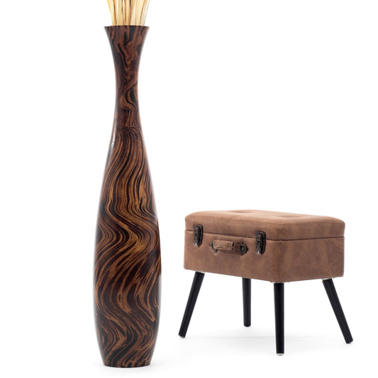 Large Mango Wood Floor Vase – Handcrafted Decorative Highlight from Thailand, 105 cm