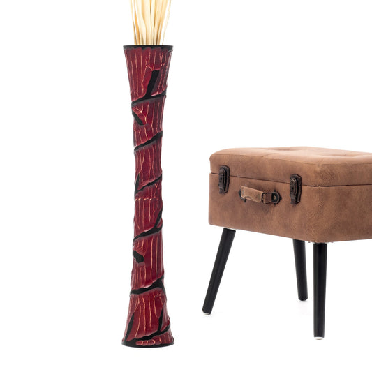 Large Mango Wood Floor Vase – Handcrafted Decorative Highlight from Thailand, 65 cm