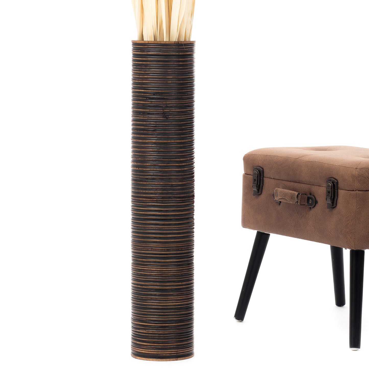 Large Mango Wood Floor Vase – Handcrafted Decorative Highlight from Thailand, 65 cm