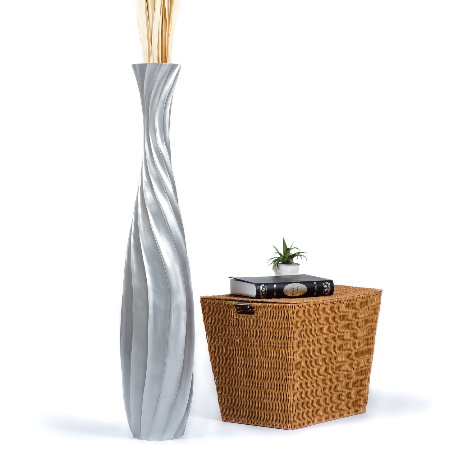 Large Mango Wood Floor Vase – Handcrafted Decorative Highlight from Thailand, 105 cm
