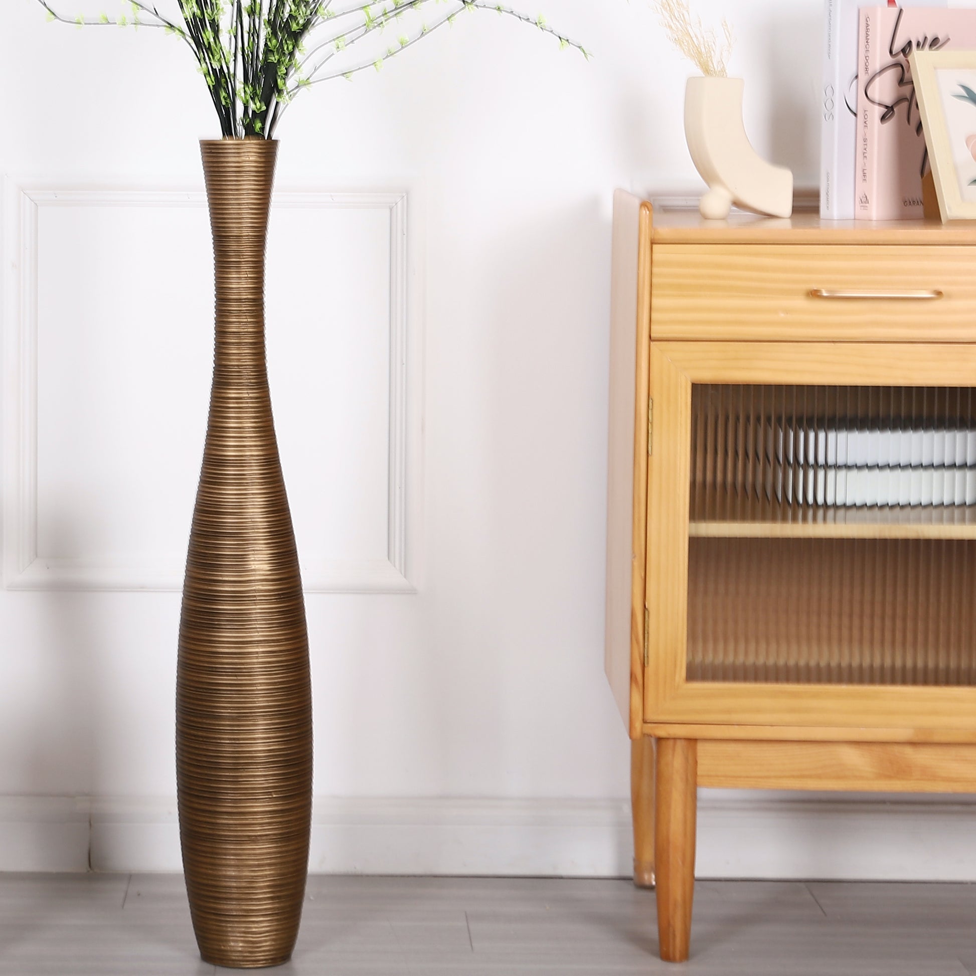 Large Resin Floor Vase – Stylish Waterproof Vase for Fresh & Dried Flowers, 85 cm