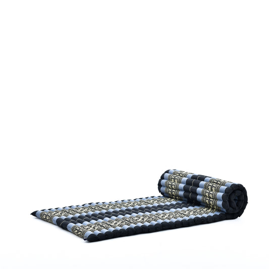 Kapok Roll-Up Mattress – Foldable Sleeping & Relax Mat with Cotton Cover for Home & Outdoor Use, Sf15 - Blue, M: 190x70 cm