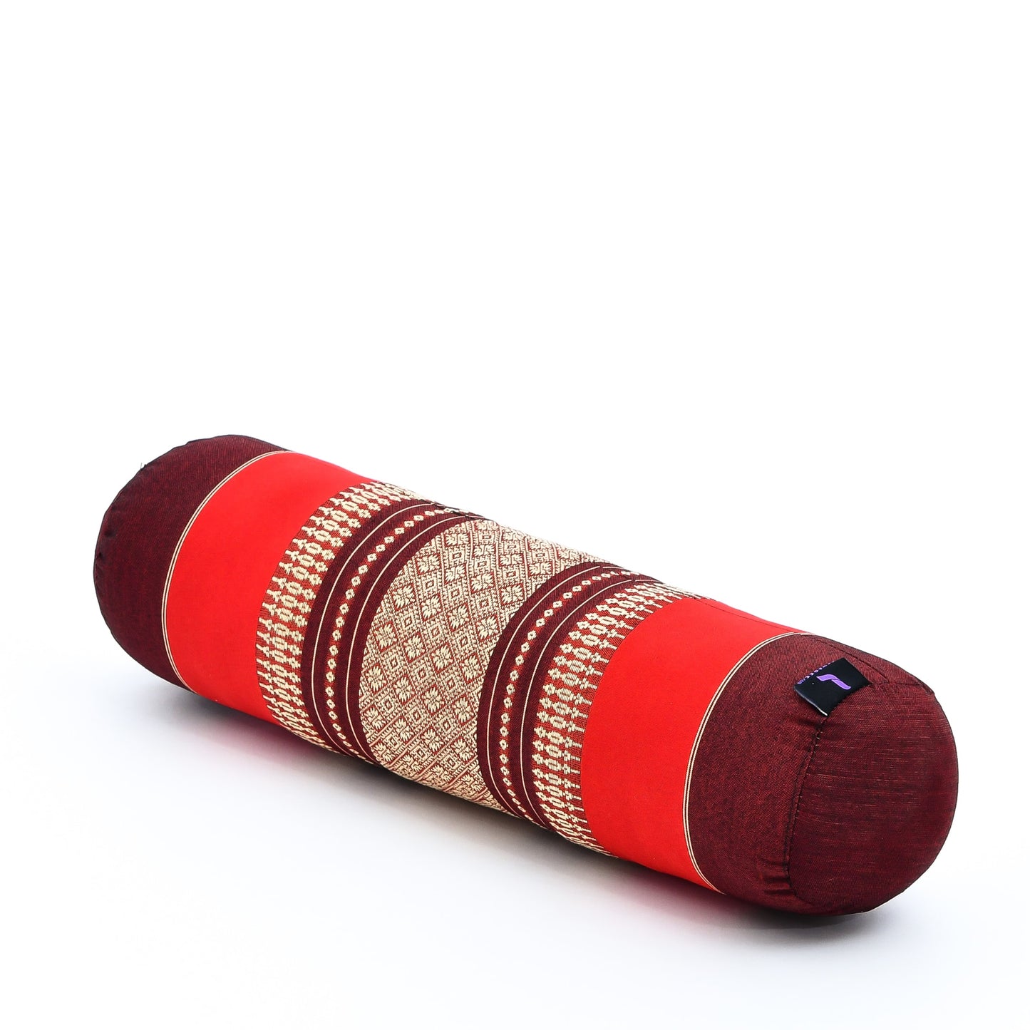 Yoga Roll Cushion – Compact Kapok Bolster & Meditation Pillow with Cotton Cover, Sf24 - Red, Brown