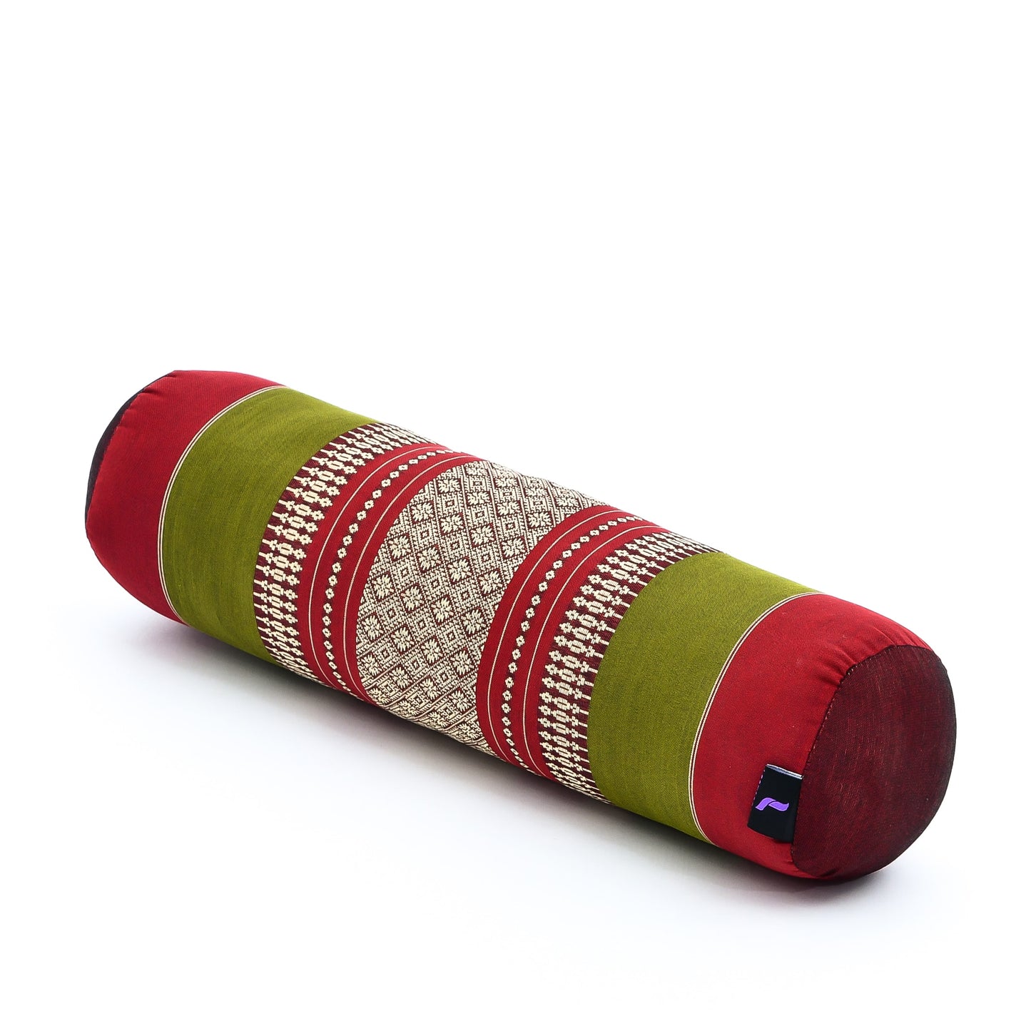 Yoga Roll Cushion – Compact Kapok Bolster & Meditation Pillow with Cotton Cover, Sf11 - Red, Green