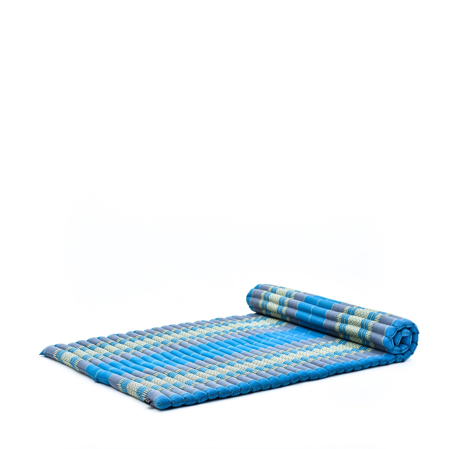 Kapok Roll-Up Mattress – Foldable Sleeping & Relax Mat with Cotton Cover for Home & Outdoor Use, Sf22 - Blue, L: 190x100 cm