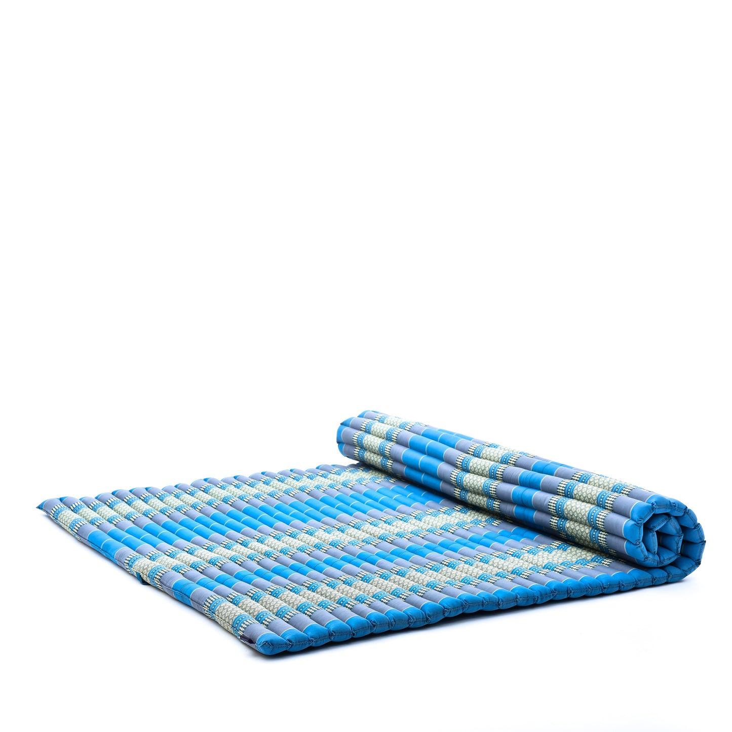 Kapok Roll-Up Mattress – Foldable Sleeping & Relax Mat with Cotton Cover for Home & Outdoor Use, Sf22 - Blue, XL: 190x145 cm
