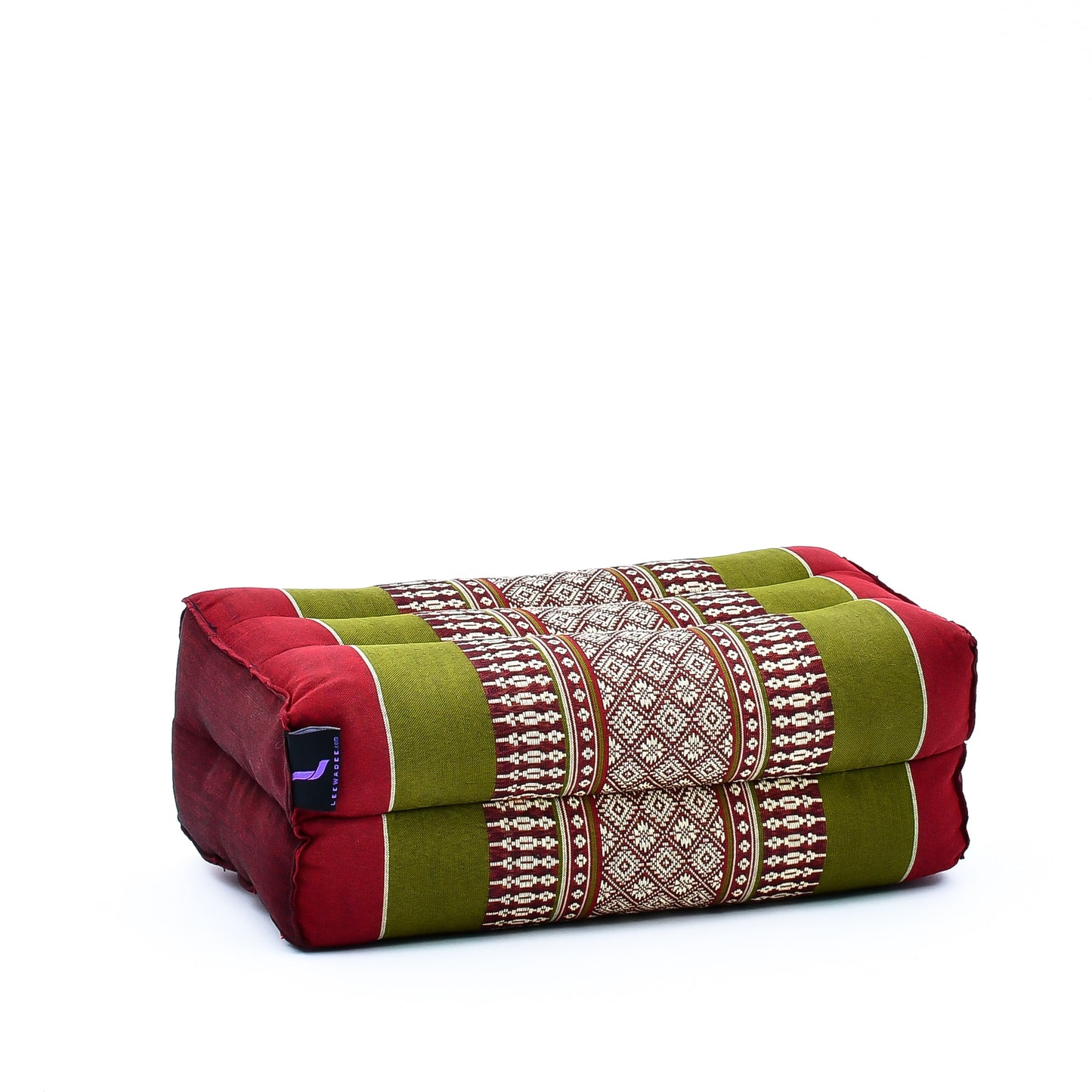 Kapok Yoga Block Cushion – Firm Meditation & Yoga Cushion with Cotton Cover, Sf11 - Red, Green