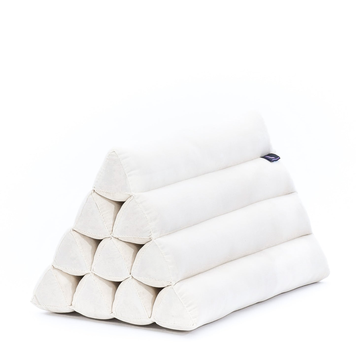 Triangular Kapok Backrest Cushion – Firm Thai Reading Pillow with Cotton Cover in Plain or Patterned Designs, Cl01 - Ecru, triangle cushion