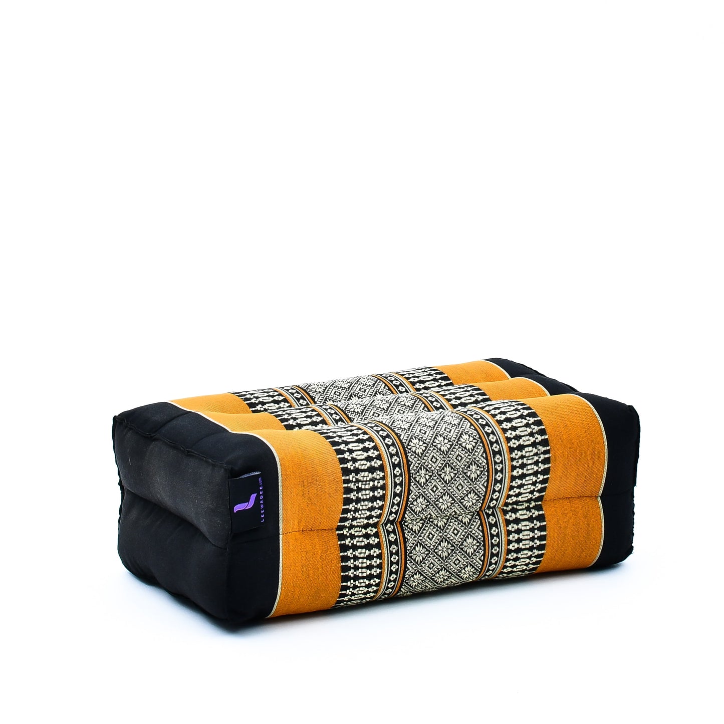 Kapok Yoga Block Cushion – Firm Meditation & Yoga Cushion with Cotton Cover, Sf03 - Black, Orange