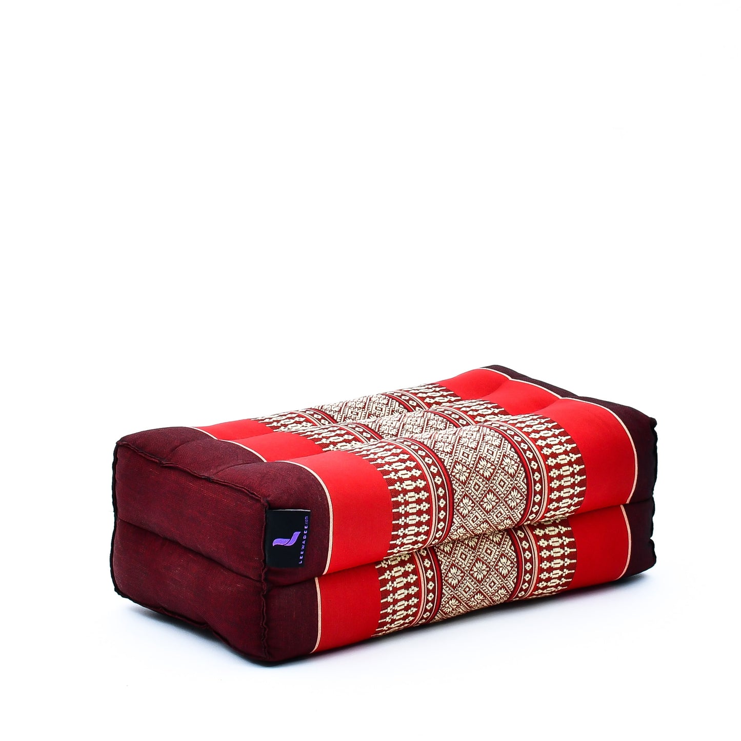 Kapok Yoga Block Cushion – Firm Meditation & Yoga Cushion with Cotton Cover, Sf24 - Red, Brown