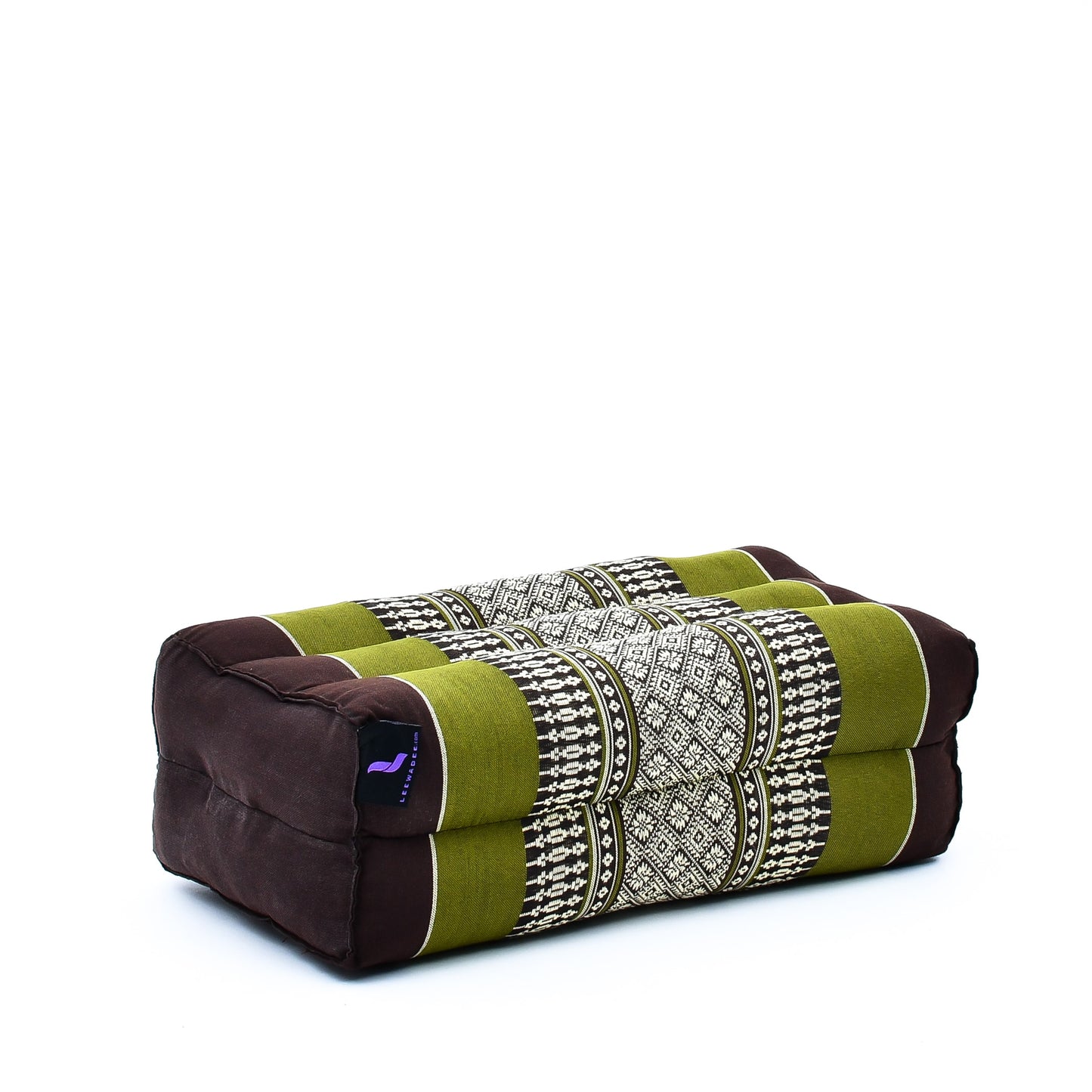 Kapok Yoga Block Cushion – Firm Meditation & Yoga Cushion with Cotton Cover, Sf20 - Brown, Green