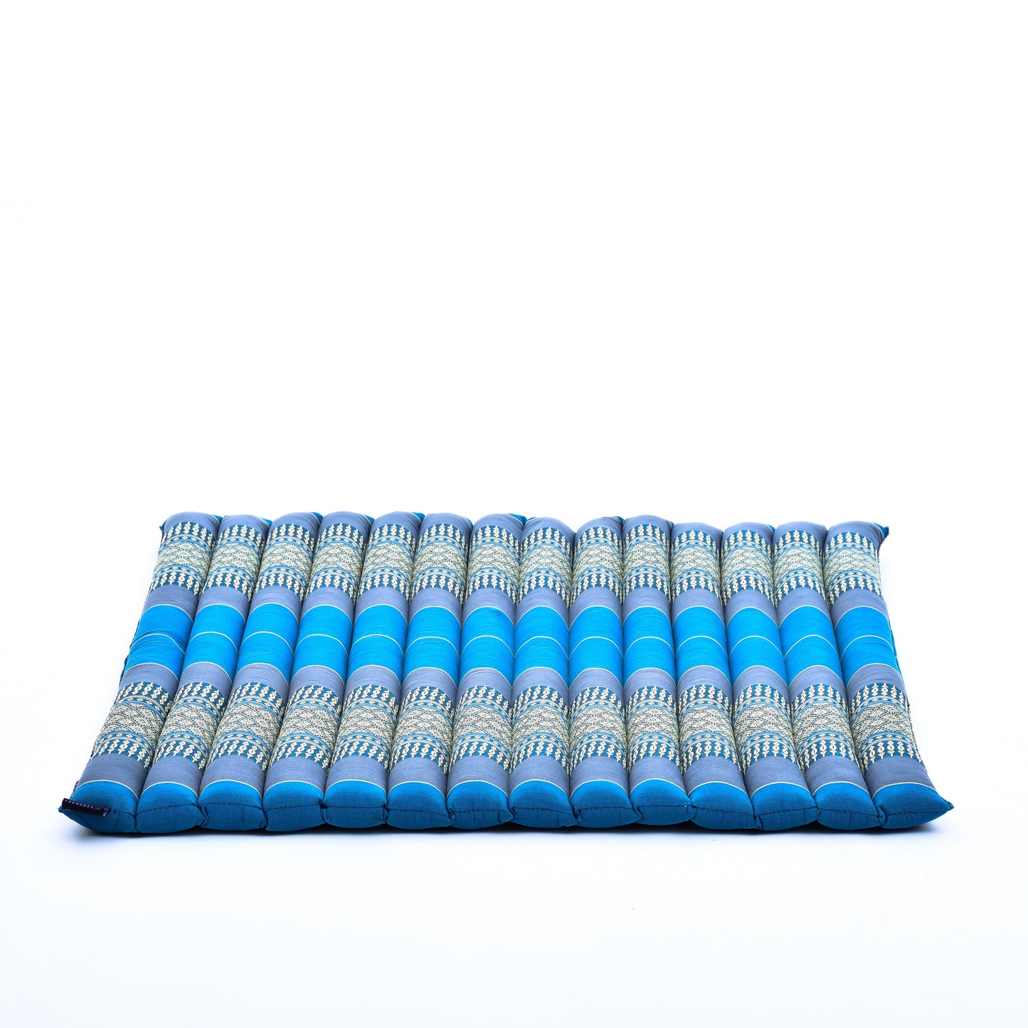 Large Kapok Zabuton Meditation Cushion – Rectangular Floor Mat with Cotton Cover, Sf22 - Blue