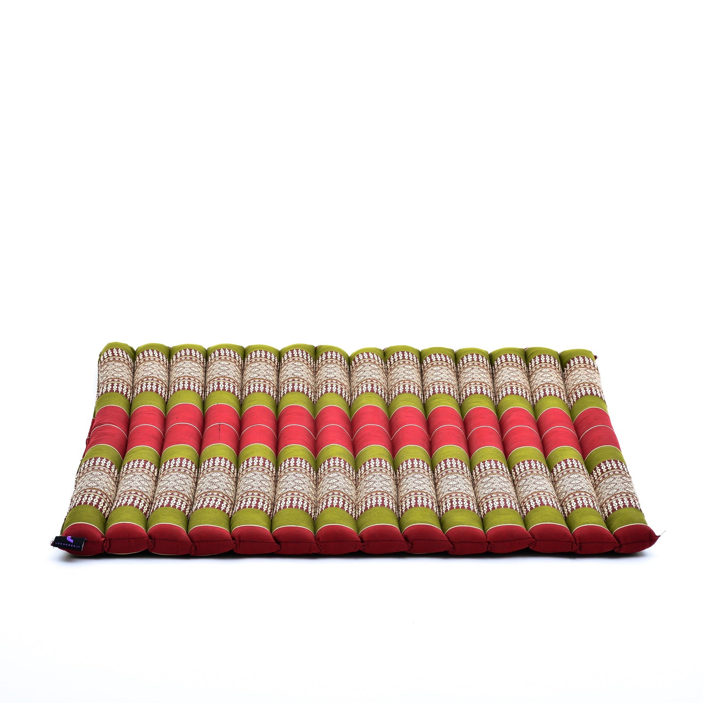 Large Kapok Zabuton Meditation Cushion – Rectangular Floor Mat with Cotton Cover, Sf11 - Red, Green