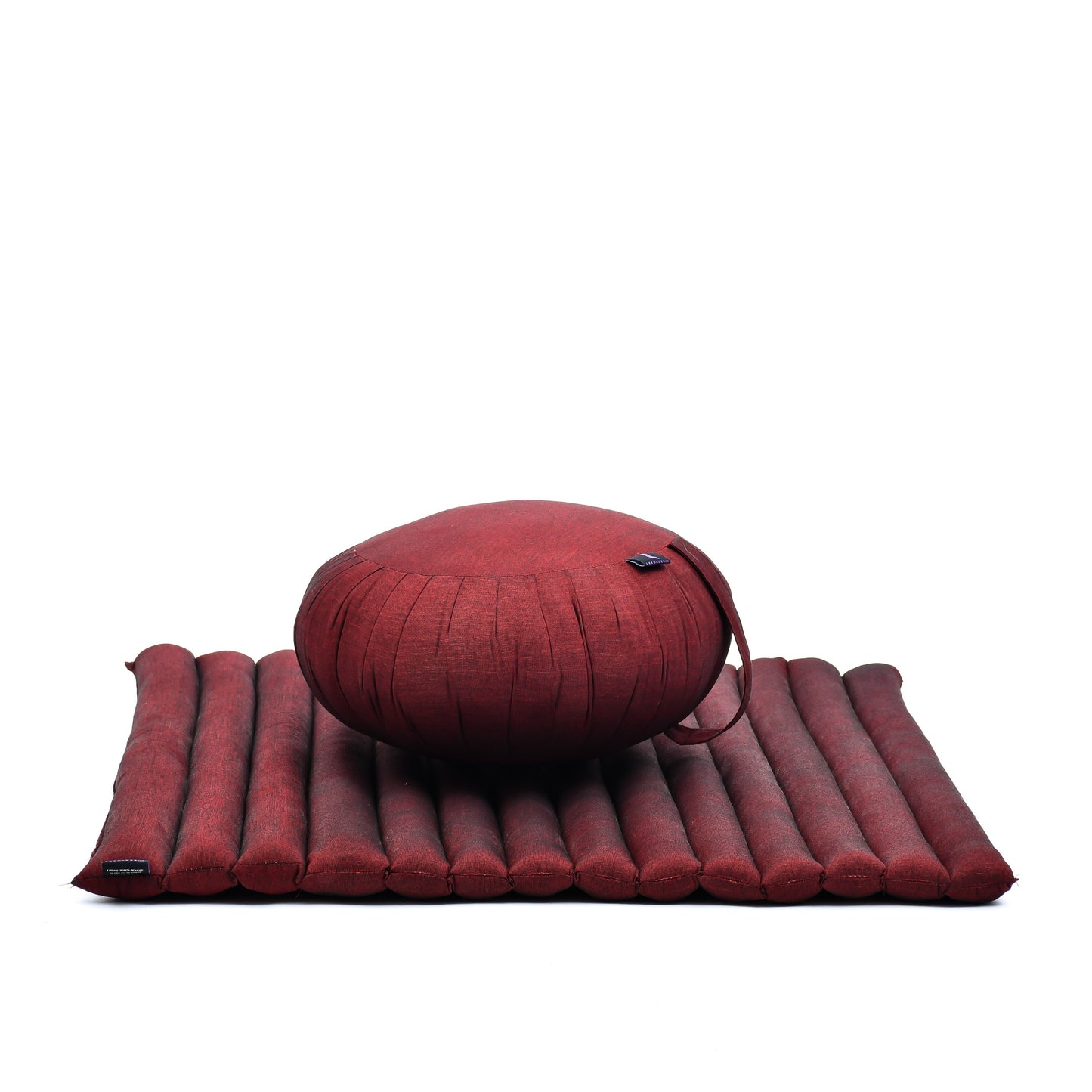 Kapok Meditation Cushion Set – Zabuton Mat & Zafu Seat Cushion with Cotton Cover, Cl24 - Red