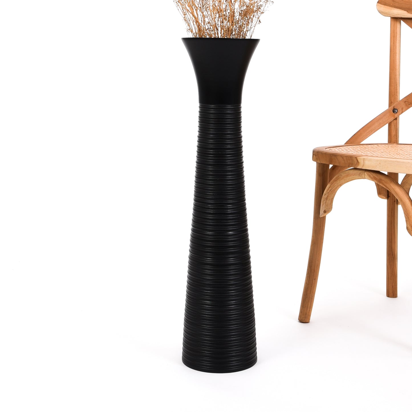 Large Mango Wood Floor Vase – Handcrafted Decorative Highlight from Thailand, 65 cm