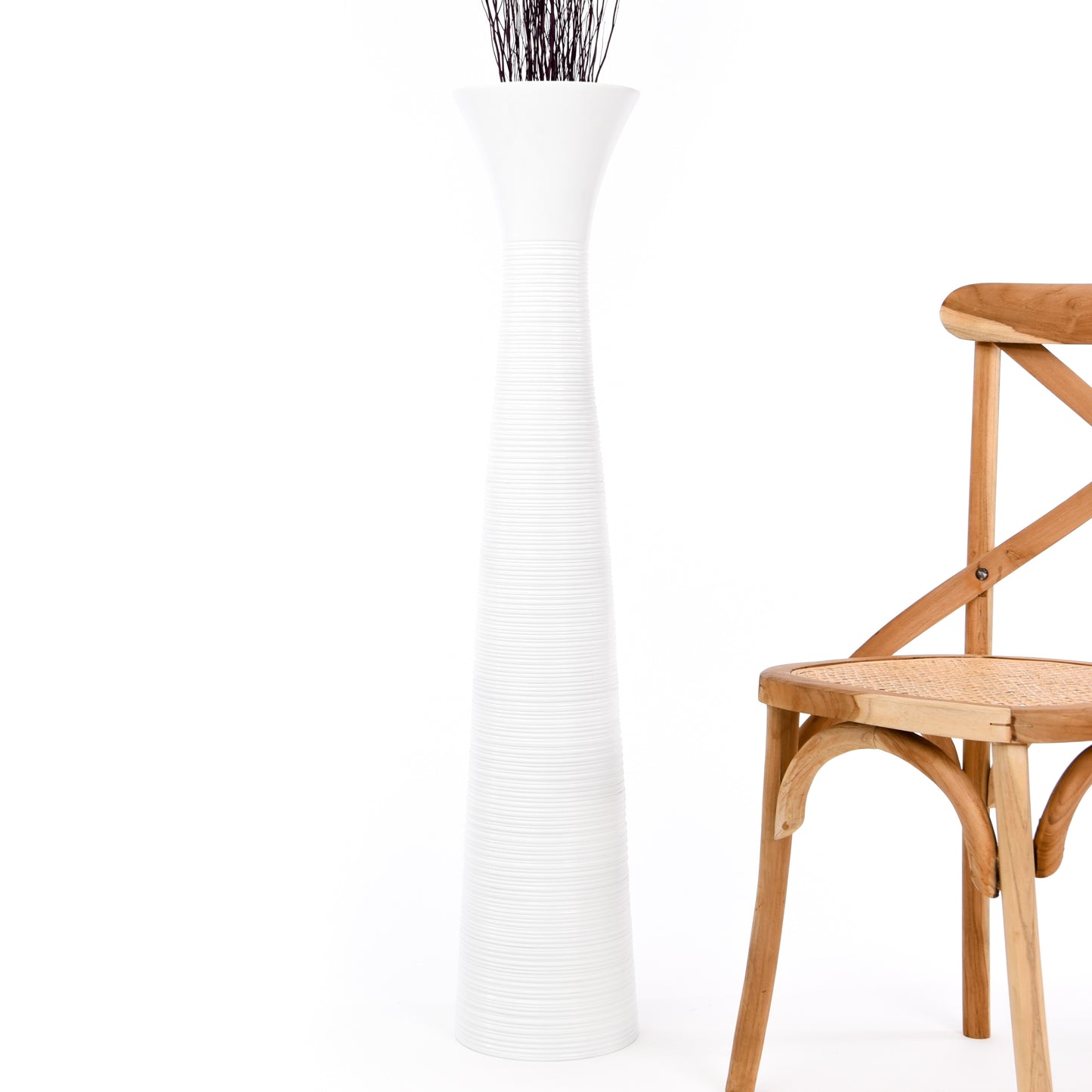 Large Mango Wood Floor Vase – Handcrafted Decorative Highlight from Thailand, 105 cm