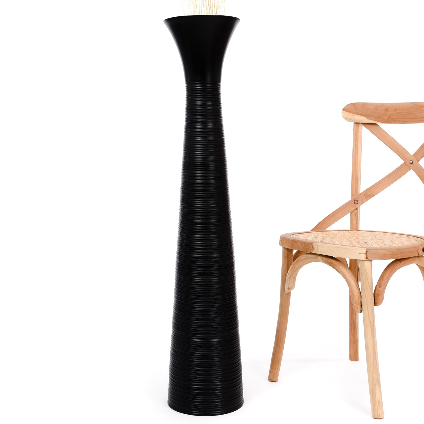 Large Mango Wood Floor Vase – Handcrafted Decorative Highlight from Thailand, 105 cm