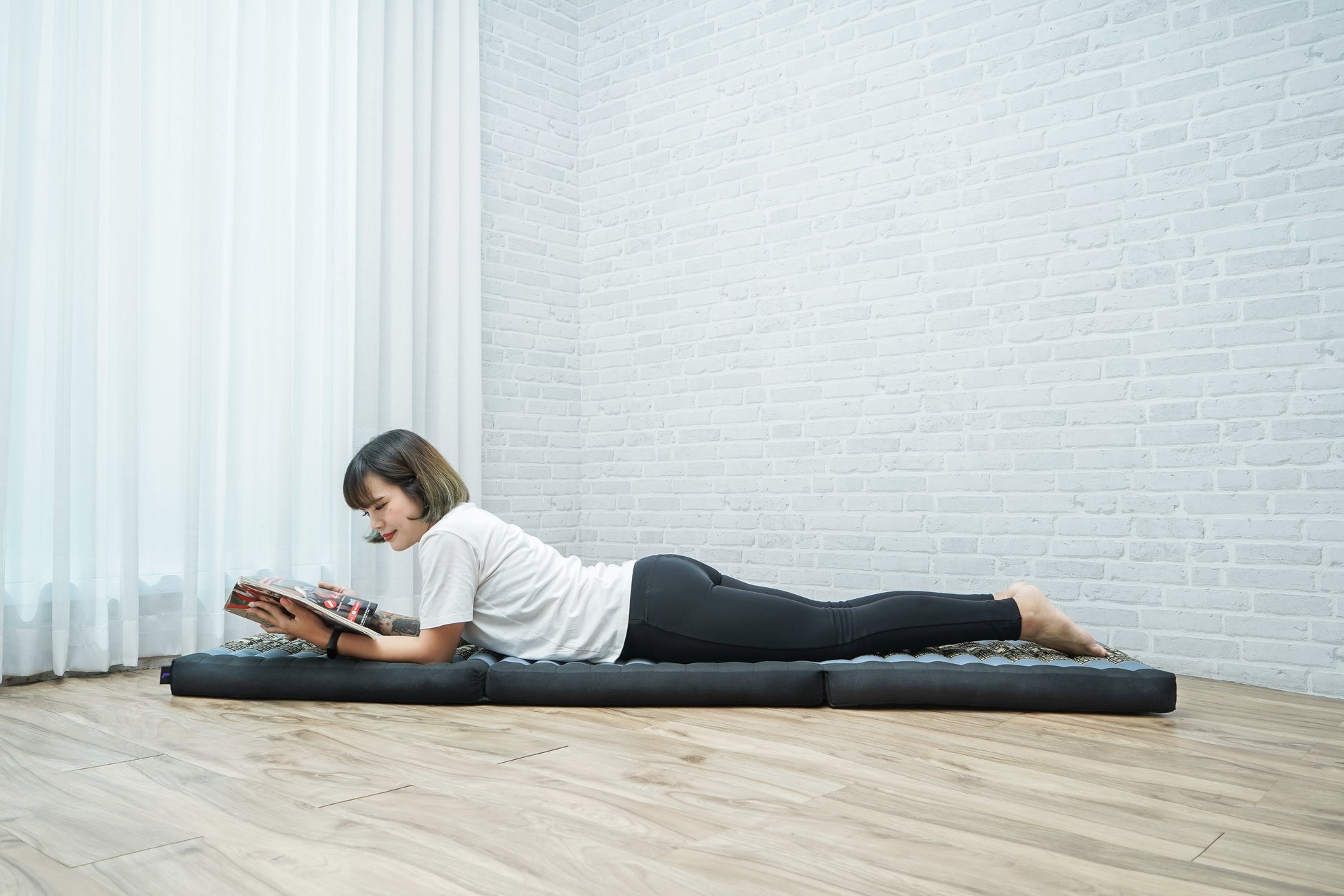 Kapok Folding Mattress – Thick Cotton Padded Guest Bed for Home, Sleeping & Mindfulness Corner, Sf15 - Blue, S: 79x20