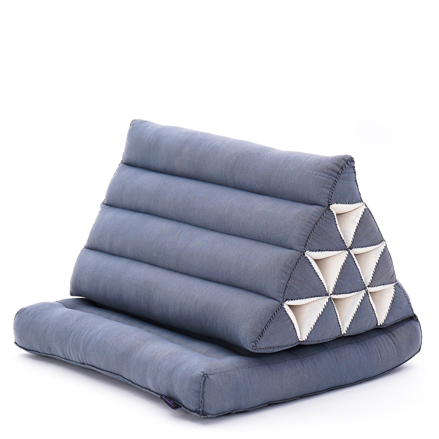 Triangular Kapok Backrest Cushion – Firm Thai Reading Pillow with Cotton Cover in Plain or Patterned Designs, Cl13 - Grey, 1 seating segment