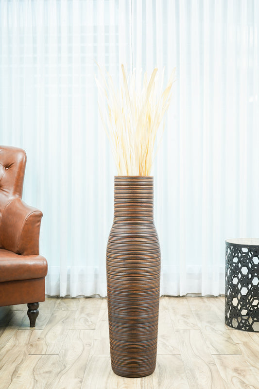 Large Mango Wood Floor Vase – Handcrafted Decorative Highlight from Thailand, 85 cm