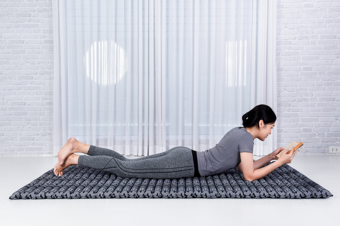 Kapok Roll-Up Mattress – Foldable Sleeping & Relax Mat with Cotton Cover for Home & Outdoor Use, Cbt3 - Black, L: 190x100 cm