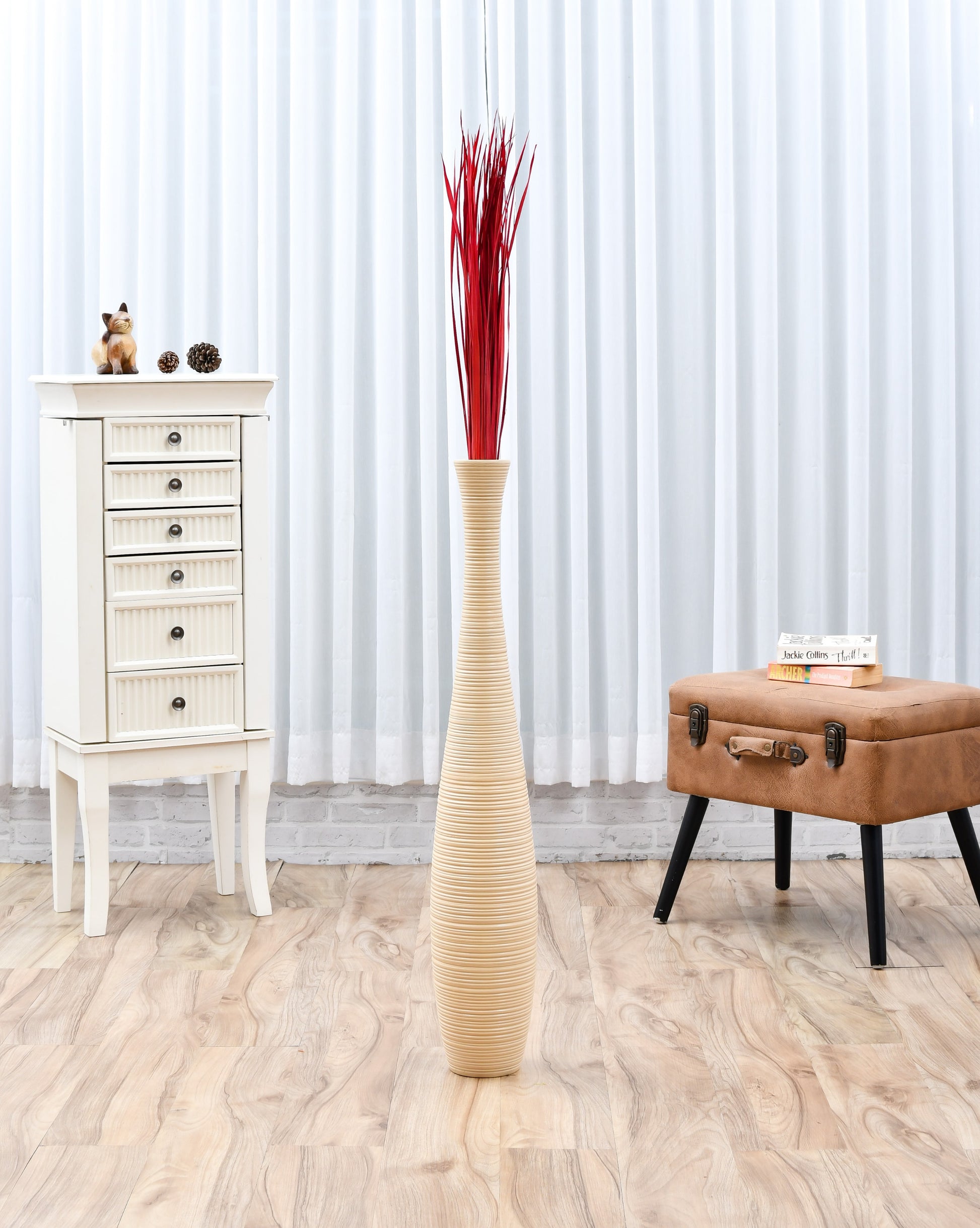 2-Pack Rattan Sticks for Floor Vases – Natural Decorative Twigs ( 8 per Bundle), red, Dried Grass