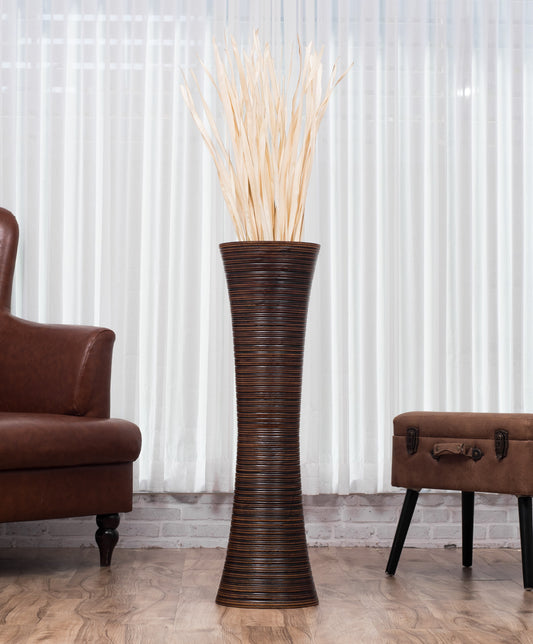 Large Mango Wood Floor Vase – Handcrafted Decorative Highlight from Thailand, 85 cm