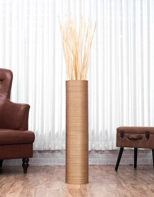 Large Mango Wood Floor Vase – Handcrafted Decorative Highlight from Thailand, 85 cm