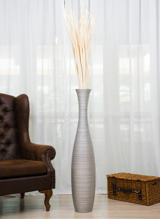 Large Mango Wood Floor Vase – Handcrafted Decorative Highlight from Thailand, 105 cm