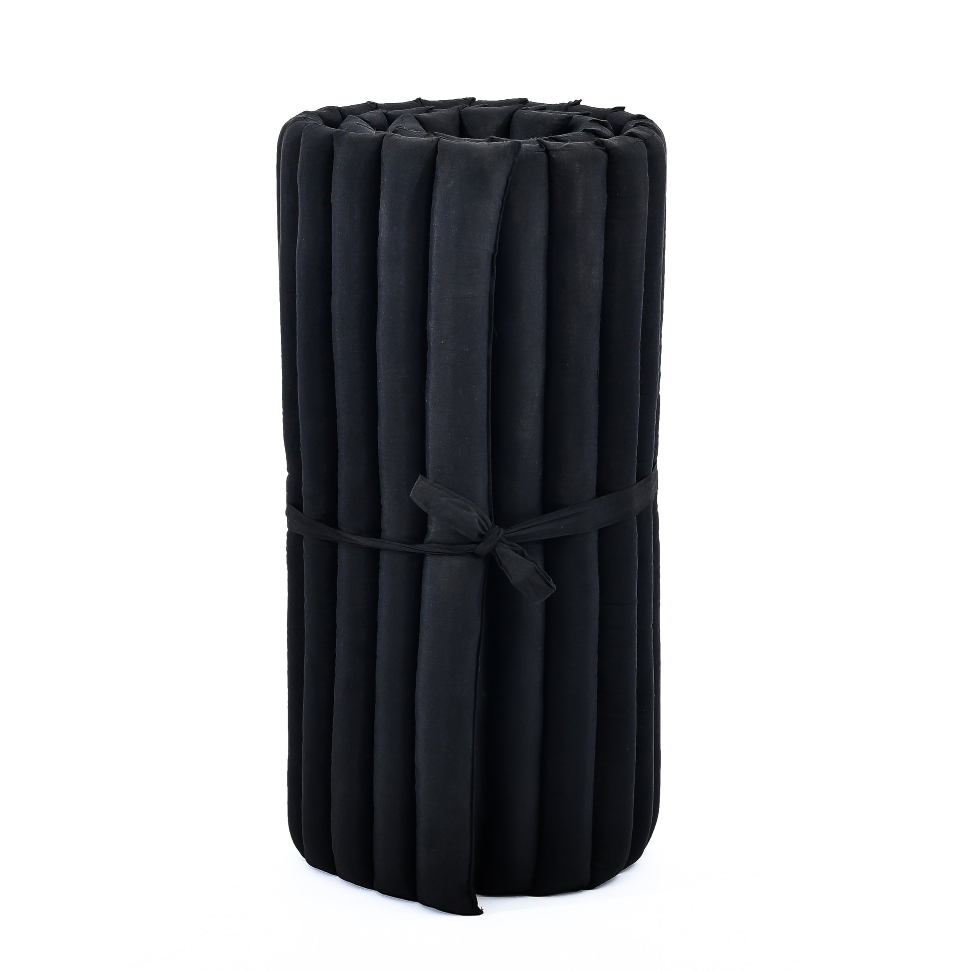Kapok Roll-Up Mattress – Foldable Sleeping & Relax Mat with Cotton Cover for Home & Outdoor Use, Cl02 - Black, M: 190x70 cm