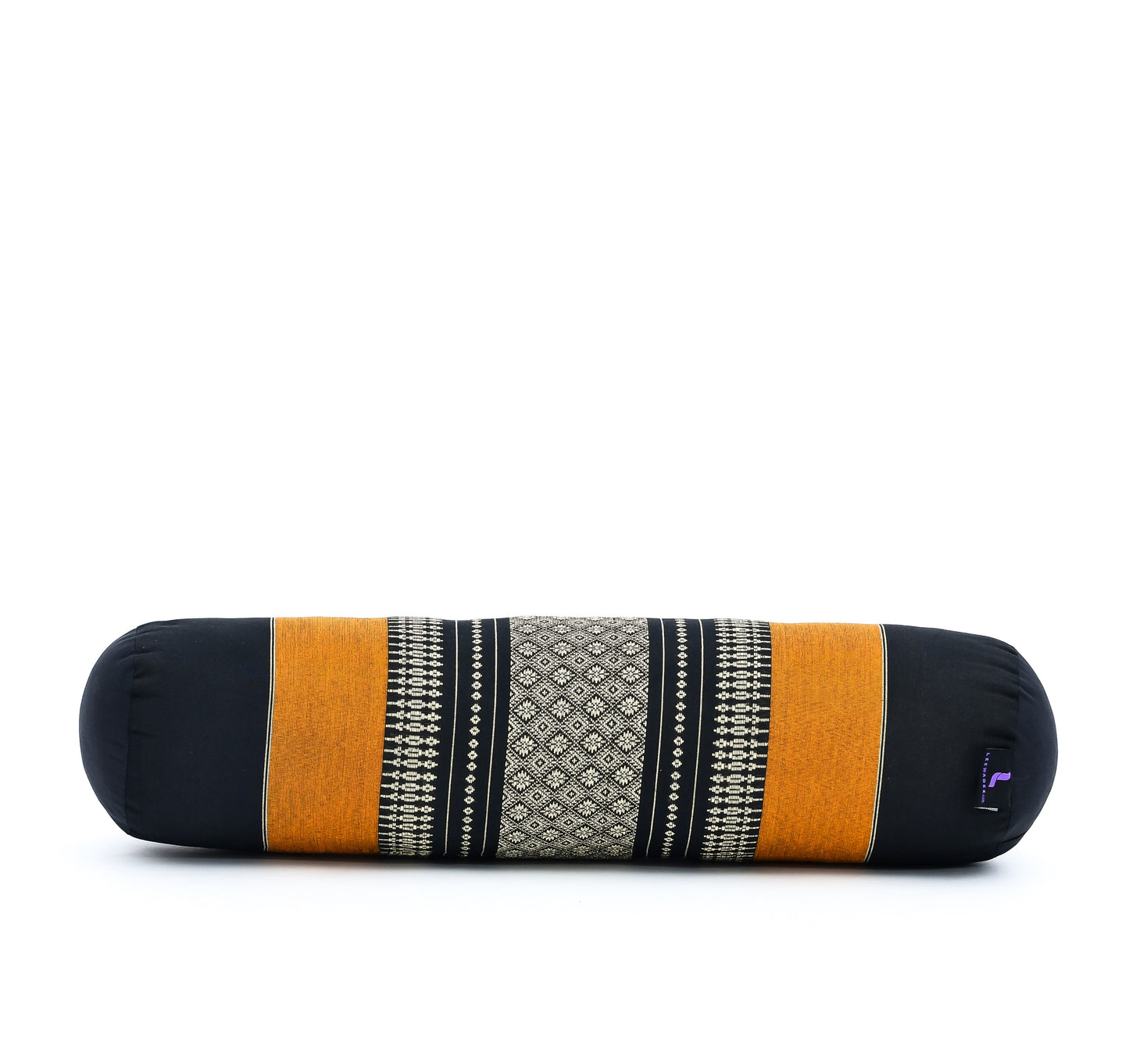 Yoga Roll Cushion – Compact Kapok Bolster & Meditation Pillow with Cotton Cover, Sf03 - Black, Orange