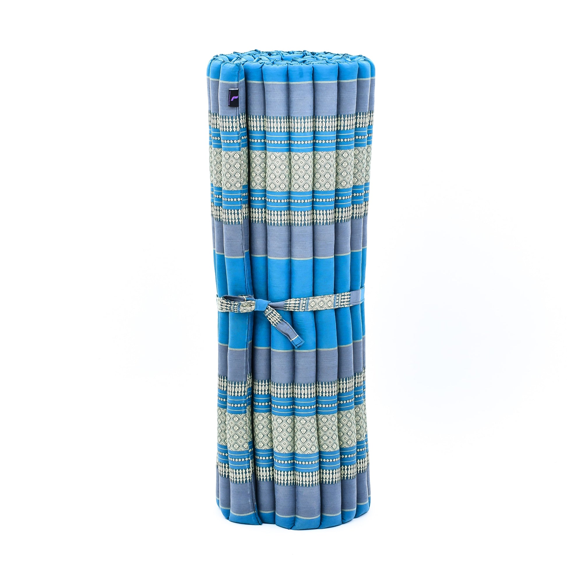 Kapok Roll-Up Mattress – Foldable Sleeping & Relax Mat with Cotton Cover for Home & Outdoor Use, Sf22 - Blue, L: 190x100 cm