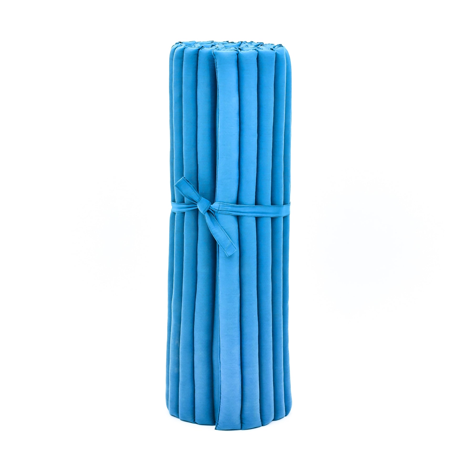 Kapok Roll-Up Mattress – Foldable Sleeping & Relax Mat with Cotton Cover for Home & Outdoor Use, Cl22 - Light Blue, L: 190x100 cm