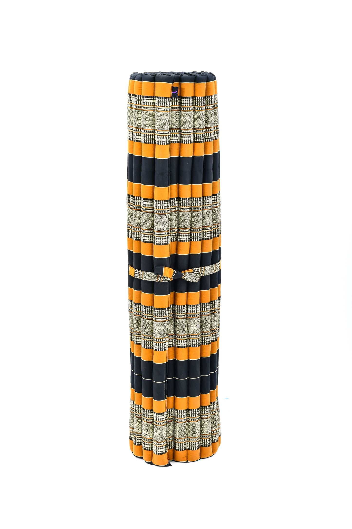 Kapok Roll-Up Mattress – Foldable Sleeping & Relax Mat with Cotton Cover for Home & Outdoor Use, Sf03 - Black, Orange, XL: 190x145 cm