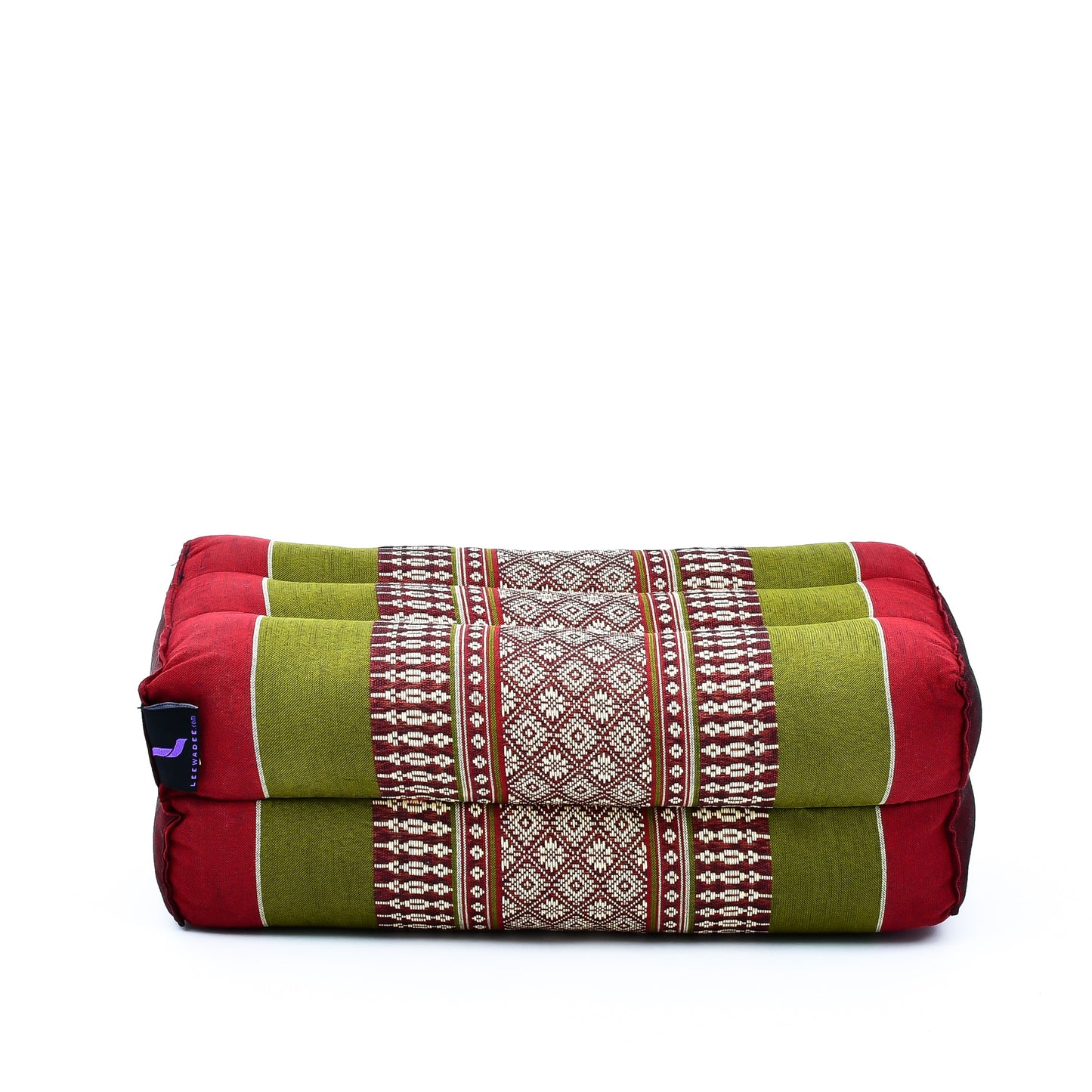 Kapok Yoga Block Cushions – 2-Piece Set of Firm Meditation & Yoga Cushions with Cotton Cover, Sf11 - Red, Green