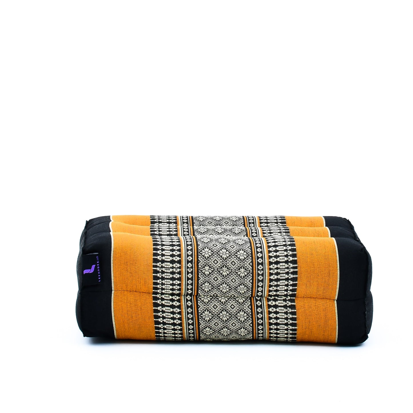 Kapok Yoga Block Cushions – 2-Piece Set of Firm Meditation & Yoga Cushions with Cotton Cover, Sf03 - Black, Orange