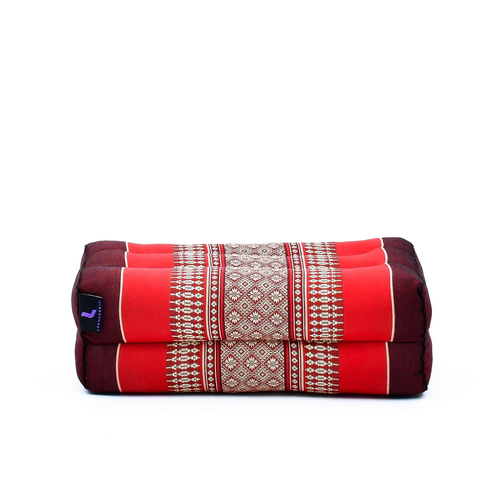 Kapok Yoga Block Cushion – Firm Meditation & Yoga Cushion with Cotton Cover, Sf24 - Red, Brown