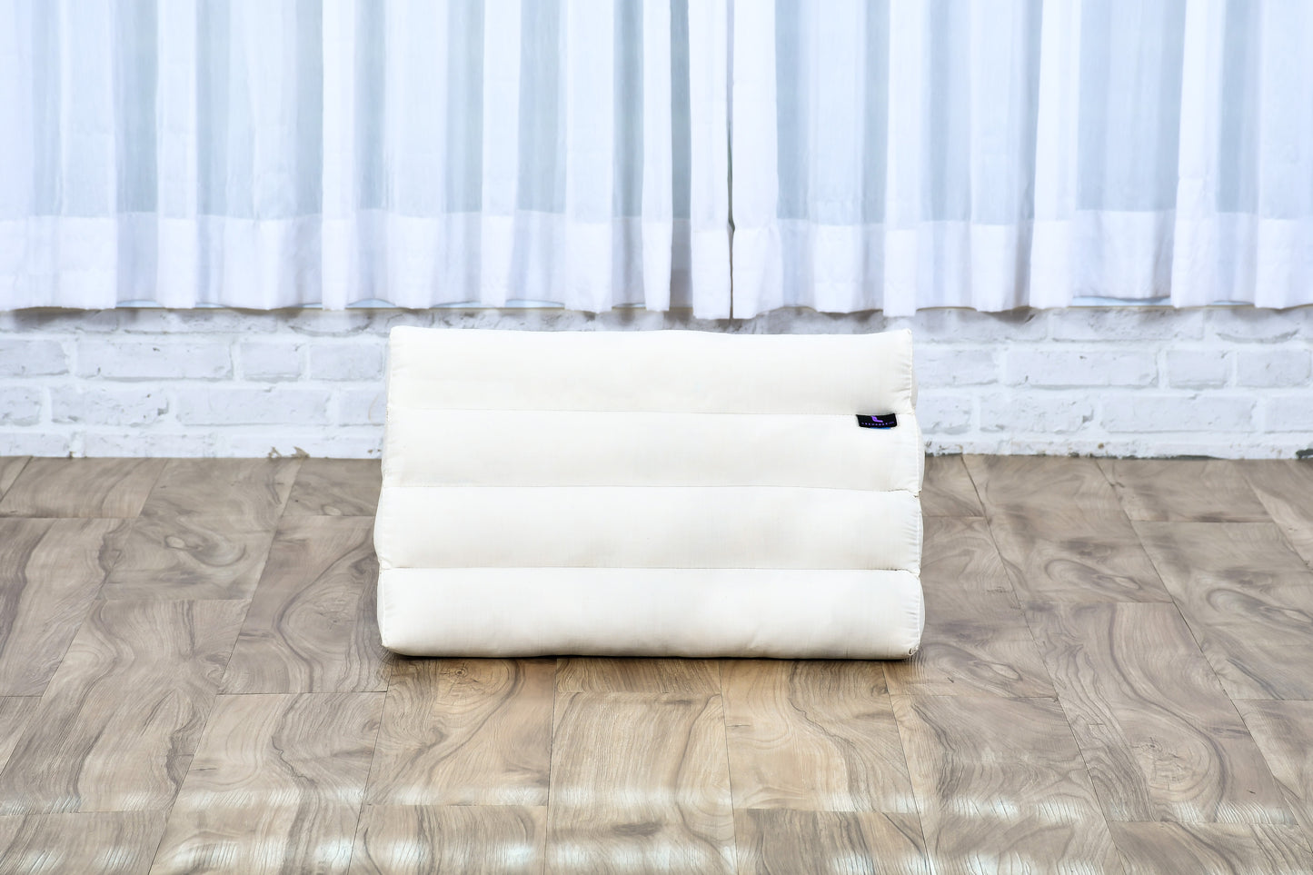 Triangular Kapok Backrest Cushion – Firm Thai Reading Pillow with Cotton Cover in Plain or Patterned Designs, Cl01 - Ecru, triangle cushion