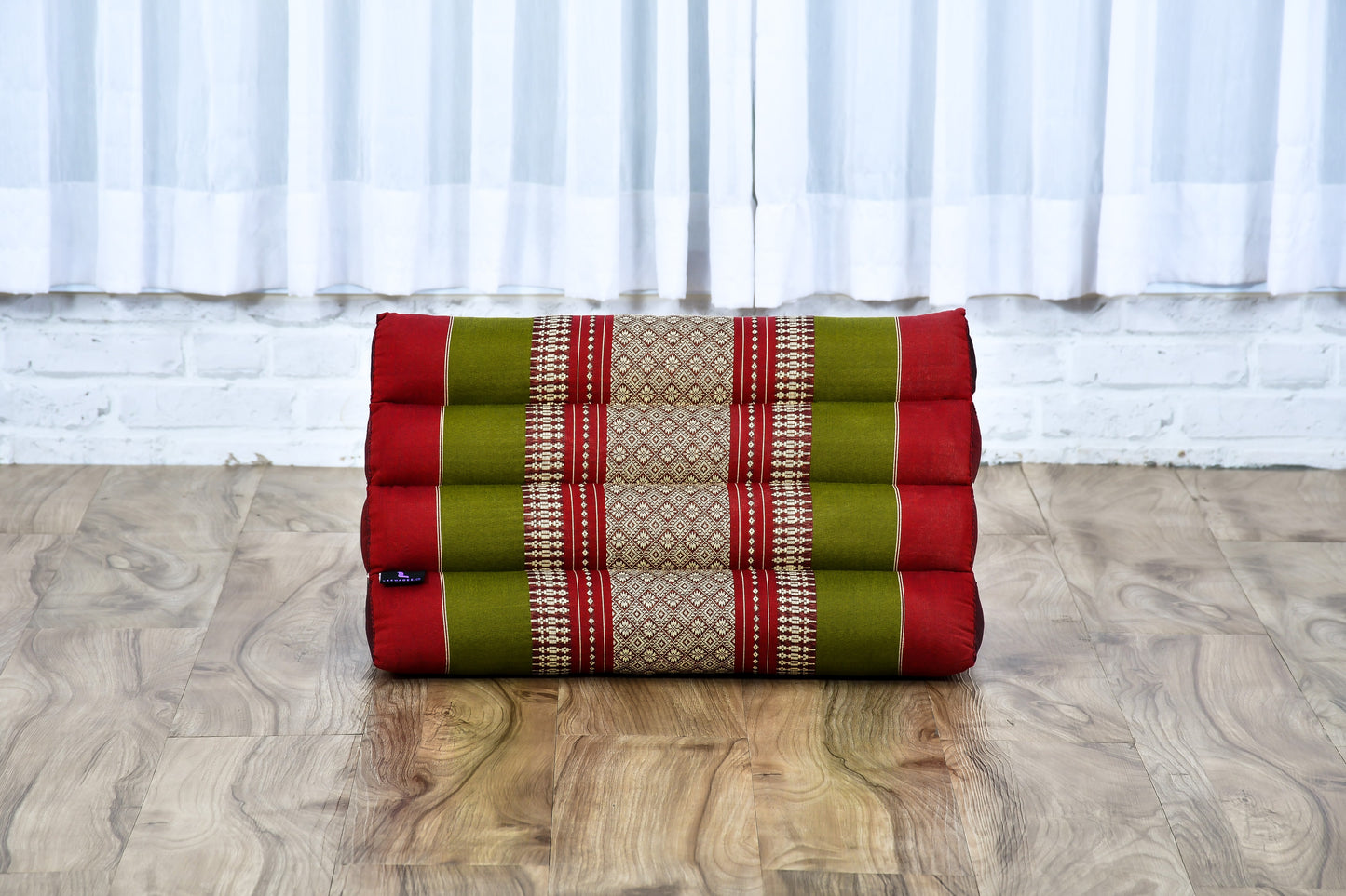 Triangular Kapok Backrest Cushion – Firm Thai Reading Pillow with Cotton Cover in Plain or Patterned Designs, Sf11 - Red, Green, triangle cushion