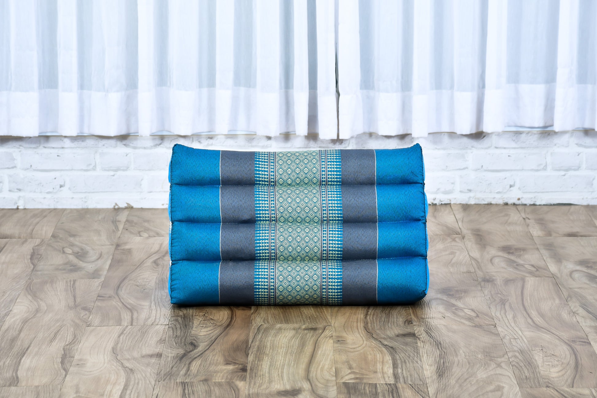 Triangular Kapok Backrest Cushion – Firm Thai Reading Pillow with Cotton Cover in Plain or Patterned Designs, Sf22 - Blue, triangle cushion