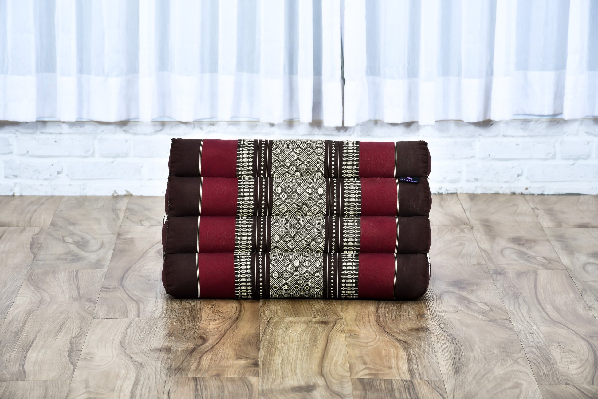 Triangular Kapok Backrest Cushion – Firm Thai Reading Pillow with Cotton Cover in Plain or Patterned Designs, Sf19 - Red, Brown, triangle cushion