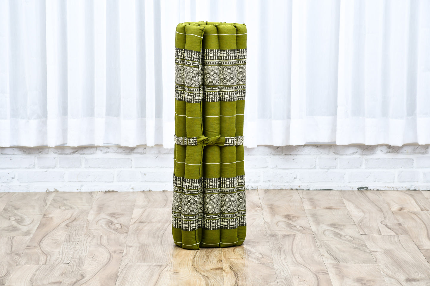 Large Kapok Zabuton Meditation Cushion – Rectangular Floor Mat with Cotton Cover, Sf17 - Green