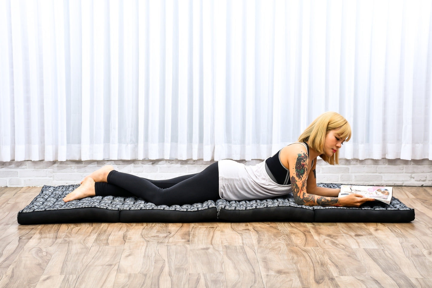 Kapok Folding Mattress – Thick Cotton Padded Guest Bed for Home, Sleeping & Mindfulness Corner, Cbt4 - Black, M: 200x70 cm