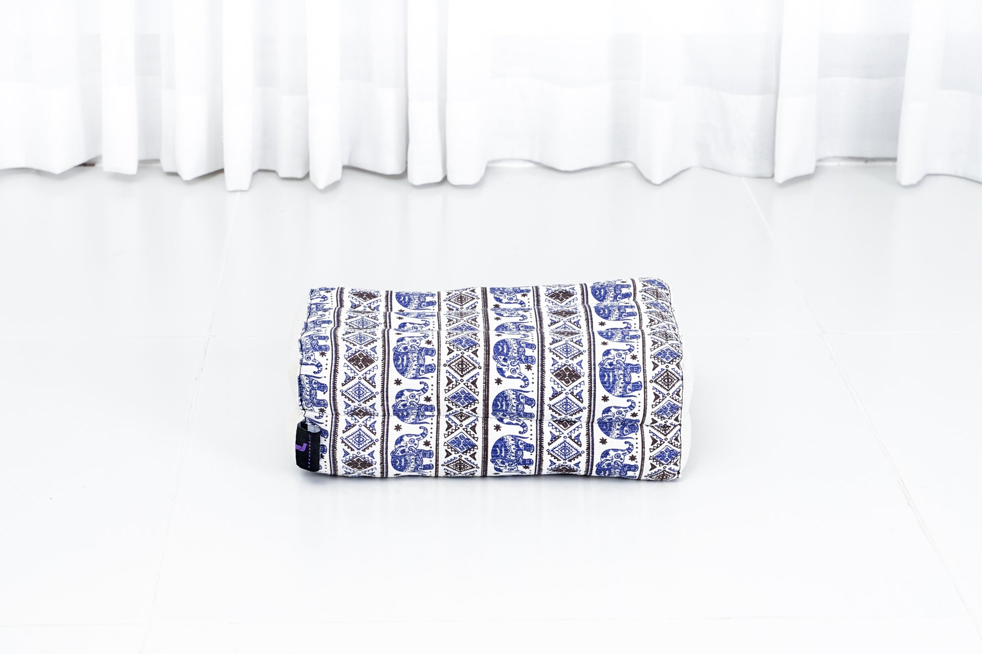 Kapok Yoga Block Cushion – Firm Meditation & Yoga Cushion with Cotton Cover, El1 - Blue